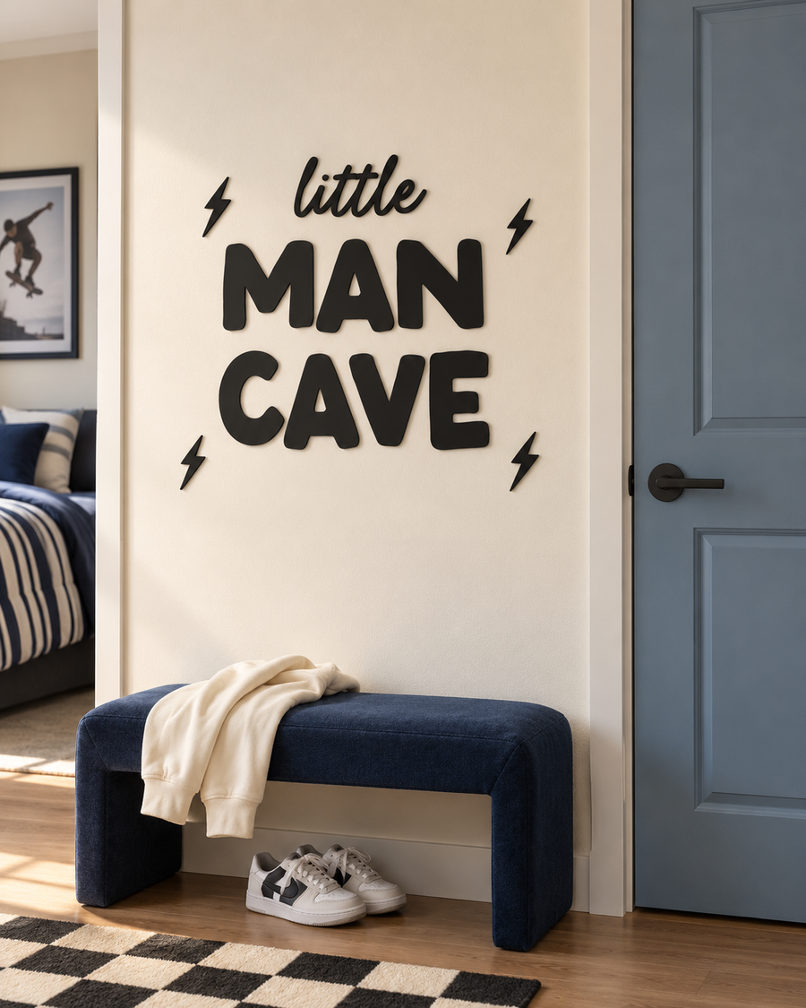 Little Man Cave Wall Sign Saved by Grace Co.