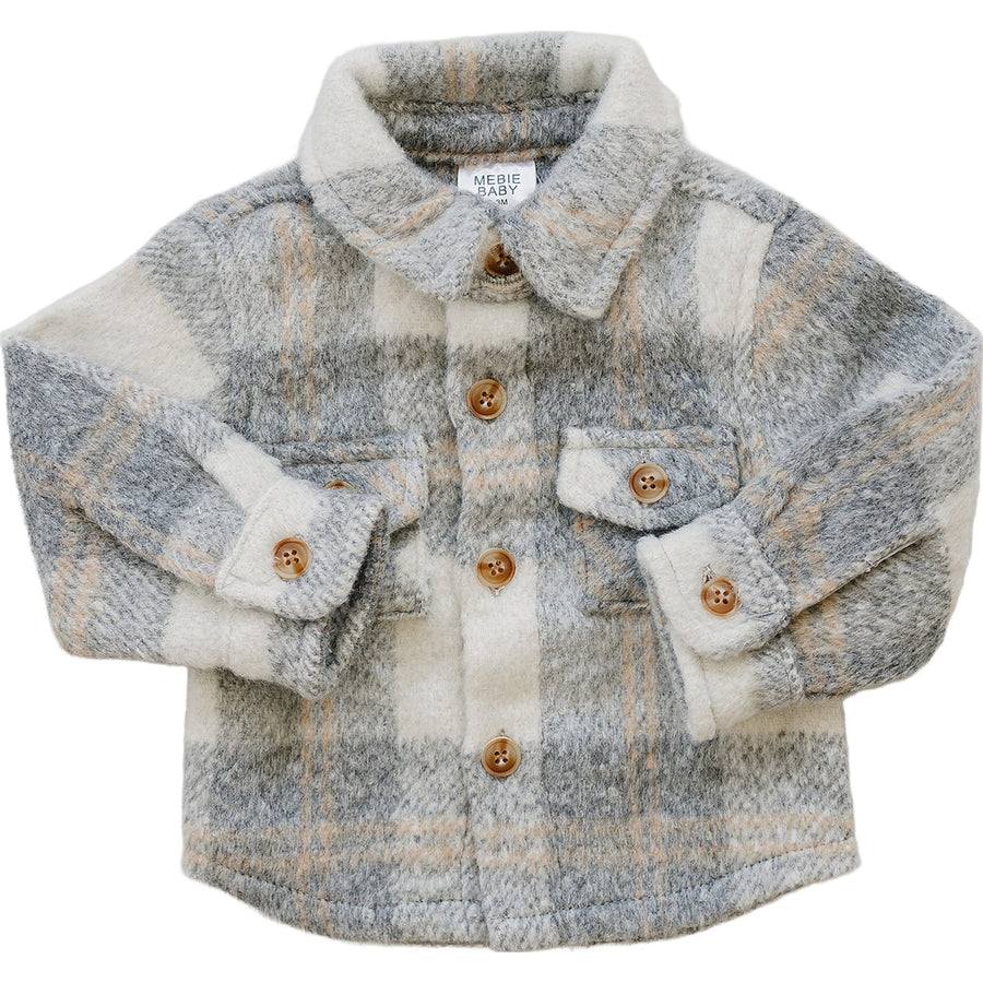 Grey Plaid Shacket Mebie Baby