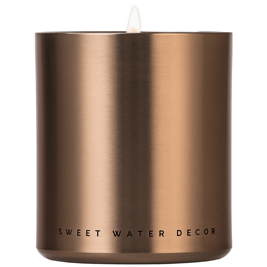 Hello Fall Soy Candle - Bronze Metal Aluminum Jar - 10 oz Sweet Water Decor