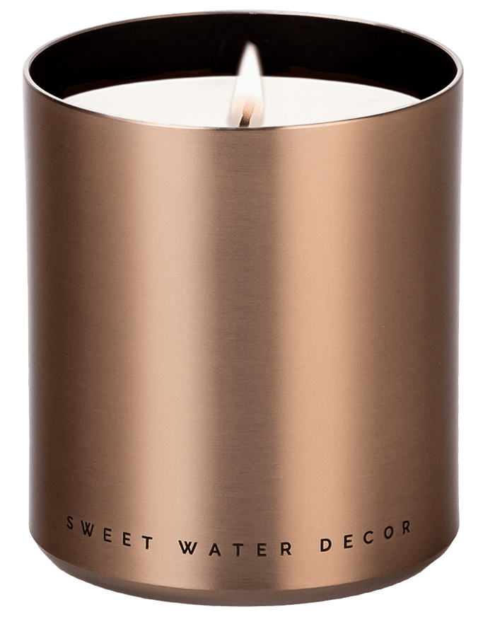 Hello Fall Soy Candle - Bronze Metal Aluminum Jar - 10 oz Sweet Water Decor