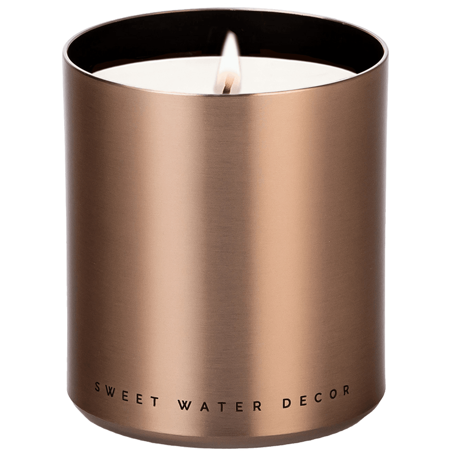 Hello Fall Soy Candle - Bronze Metal Aluminum Jar - 10 oz Sweet Water Decor