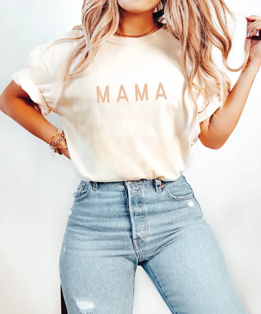Mama Simplistic Neutral Tee Saved by Grace Co.