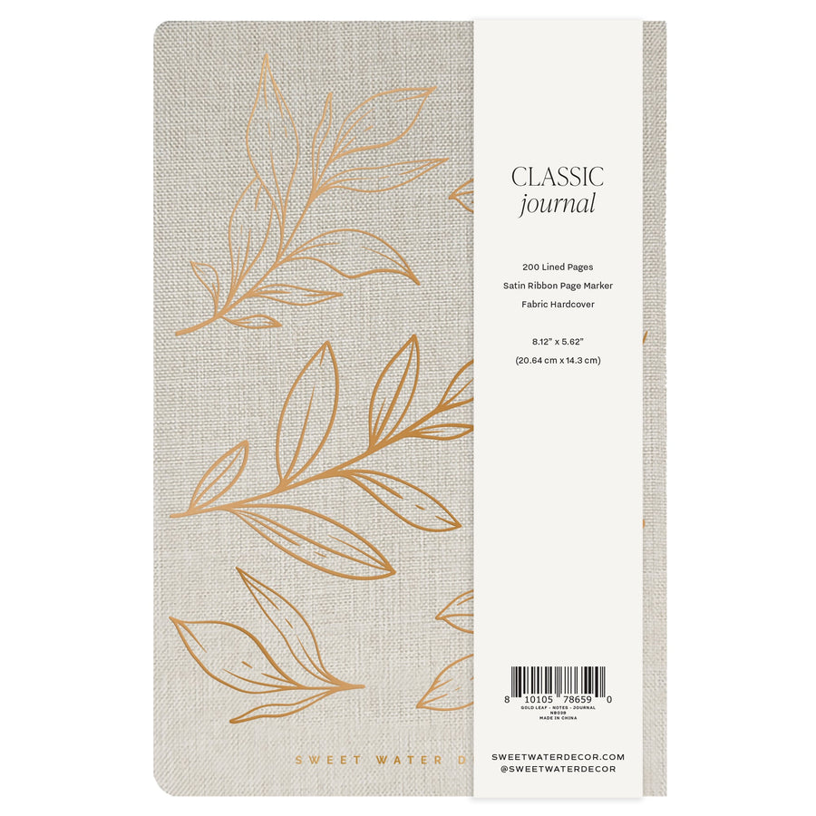 Gold Leaves Notes Journal Sweet Water Decor
