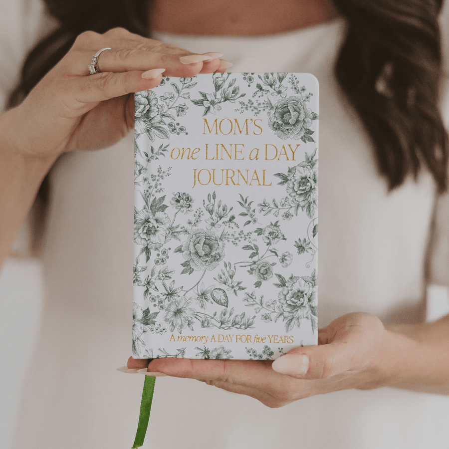 Mom's One Line A Day Green Delft Leather Journal Sweet Water Decor