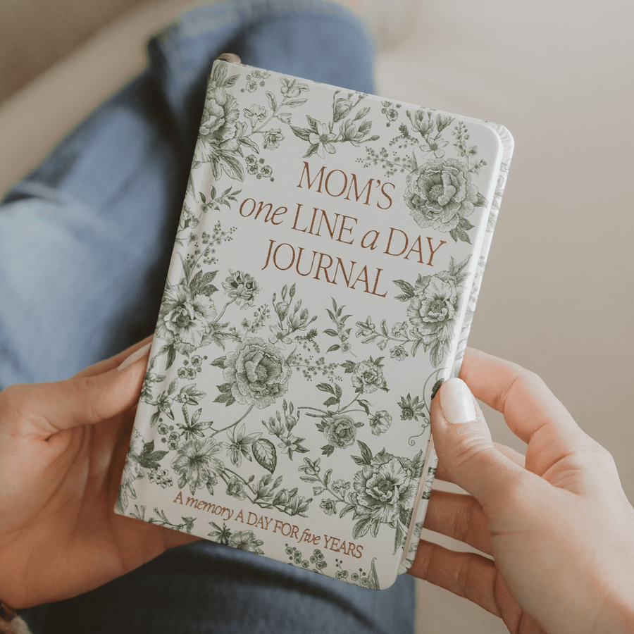 Mom's One Line A Day Green Delft Leather Journal Sweet Water Decor