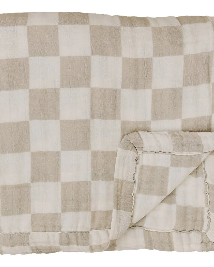 Taupe Checkered Muslin Quilt Mebie Baby