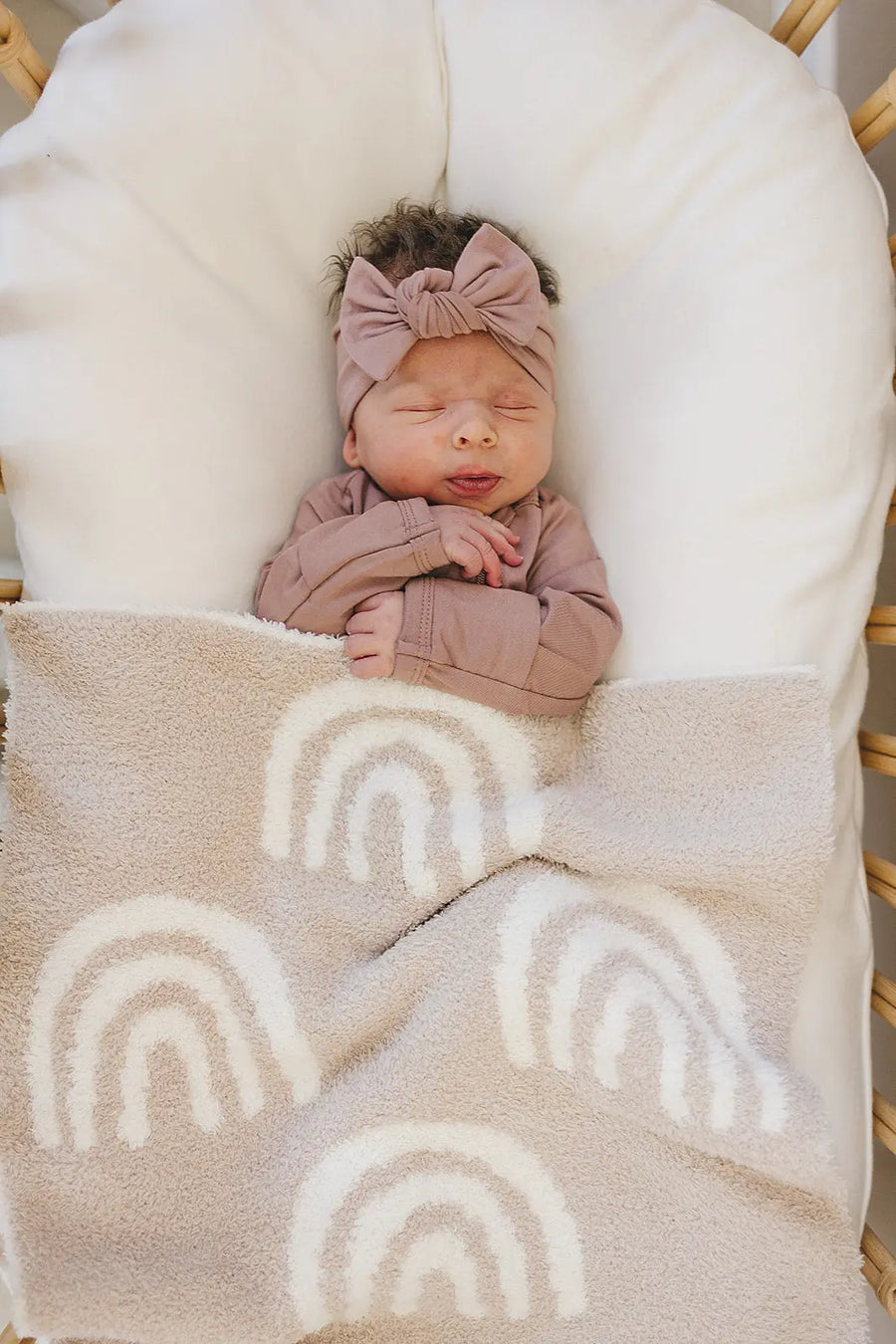 Taupe Rainbow Plush Blanket Mebie Baby