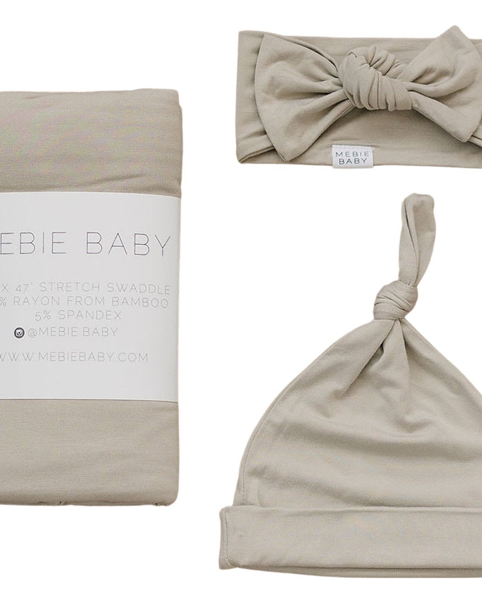 Oatmeal Bamboo Hat OR Head Wrap Set Mebie Baby