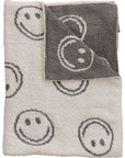 Charcoal Smiley Taupe Plush Blanket