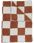 Rust Checkered Plush Blanket