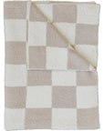 Taupe Checkered Plush Blanket