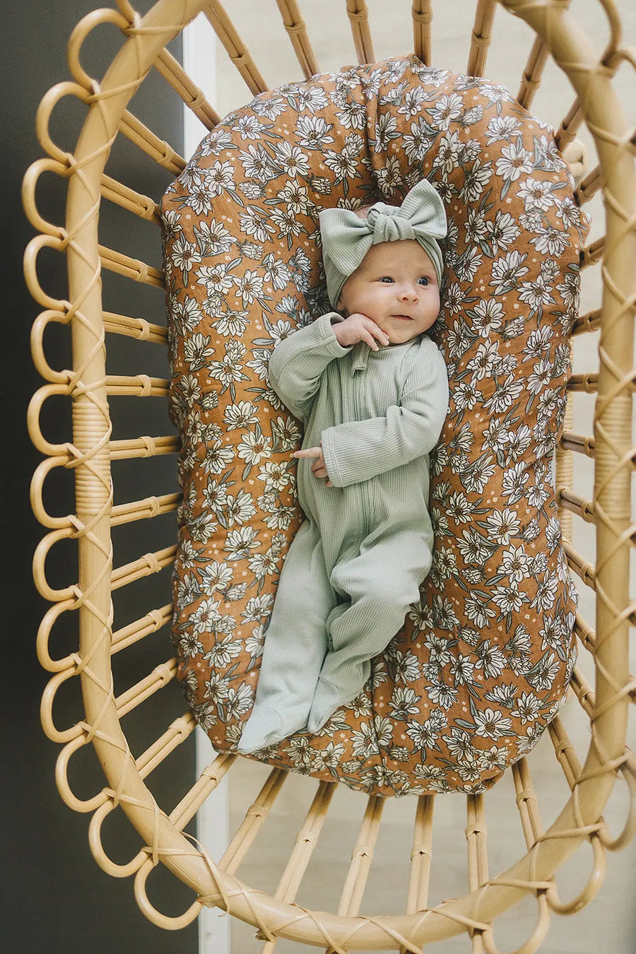 Sage Organic Cotton Ribbed Head Wrap Mebie Baby
