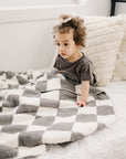 Charcoal Checkered Plush Blanket