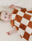 Rust Checkered Plush Blanket