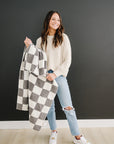 Charcoal Checkered Plush Blanket