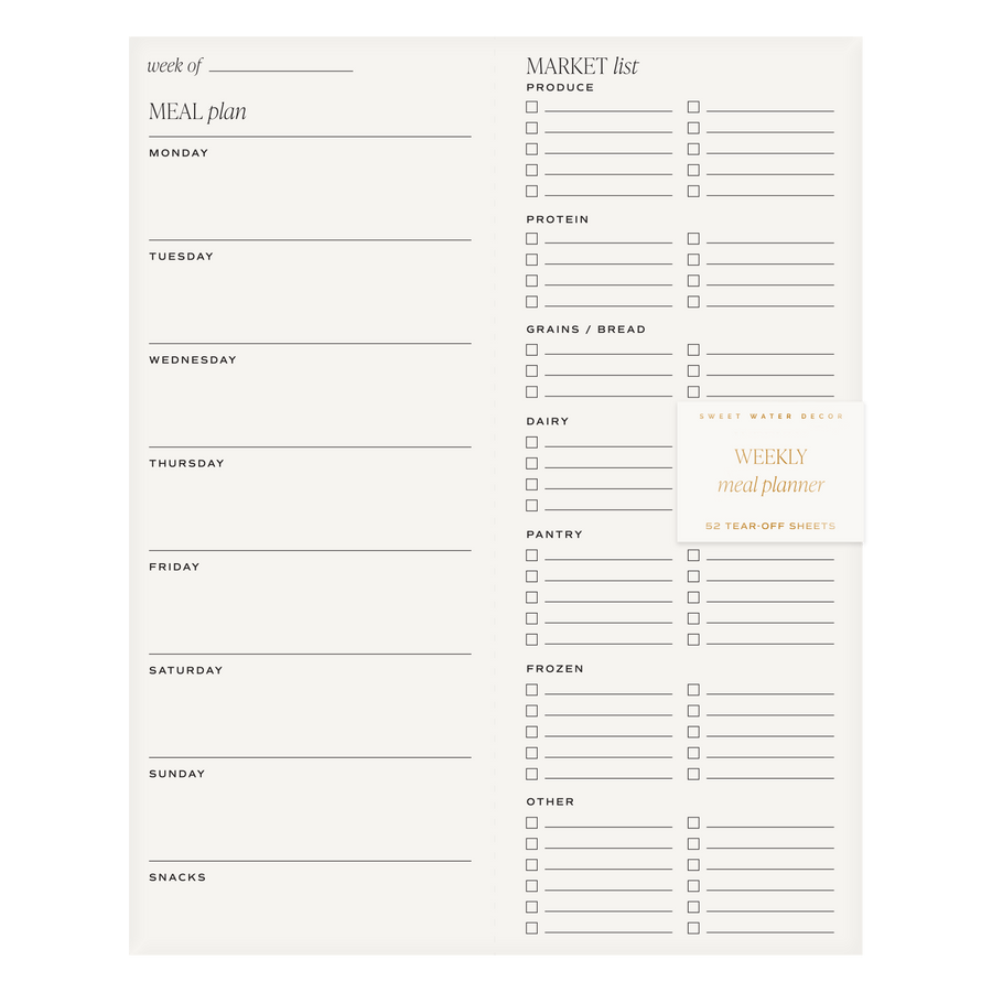 Weekly Meal Planner Notepad Sweet Water Decor