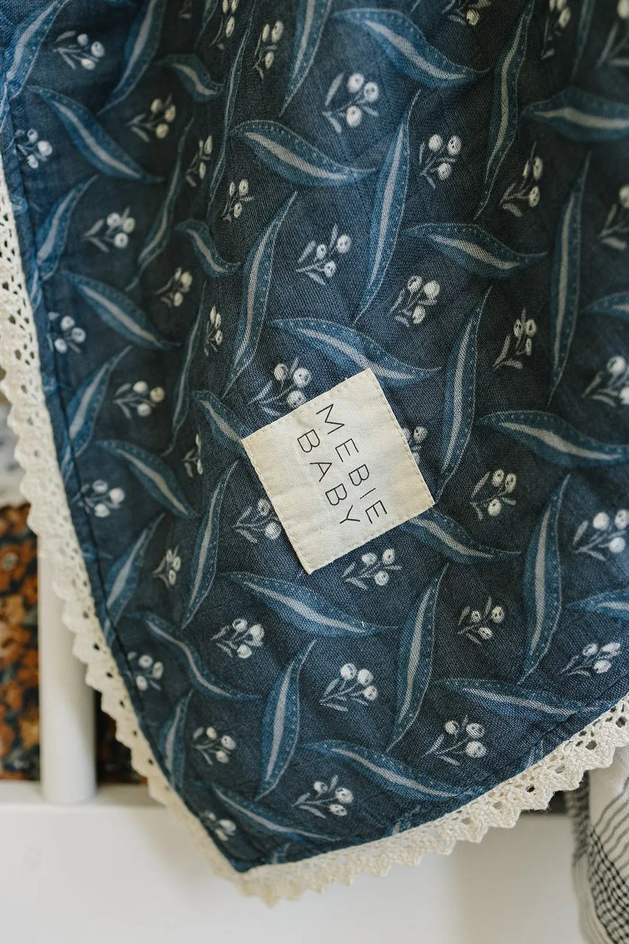 Navy Berry + Cream Berry Lace Muslin Quilt Mebie Baby