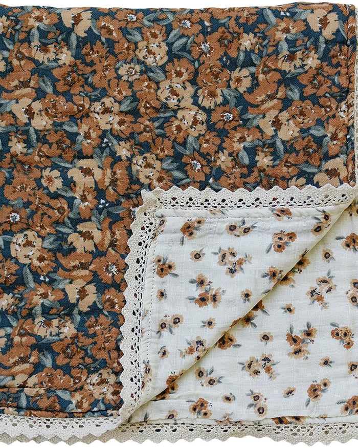 Venetian Floral + Autumn Bloom Lace Muslin Quilt Mebie Baby