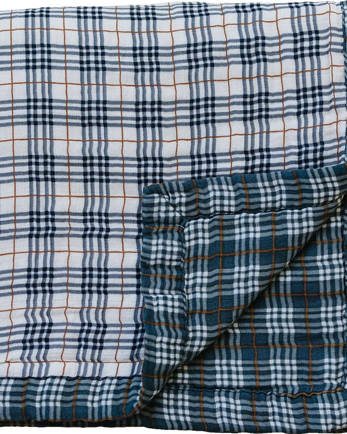Vintage Plaid + Navy Plaid Muslin Quilt Mebie Baby