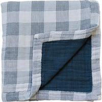 Coastal Plaid + Navy Muslin Quilt Mebie Baby
