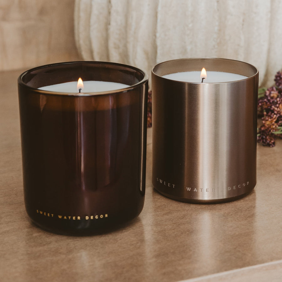 Cozy Season Soy Candle - Boxed Amber Tinted Glass Jar - 12 oz Sweet Water Decor