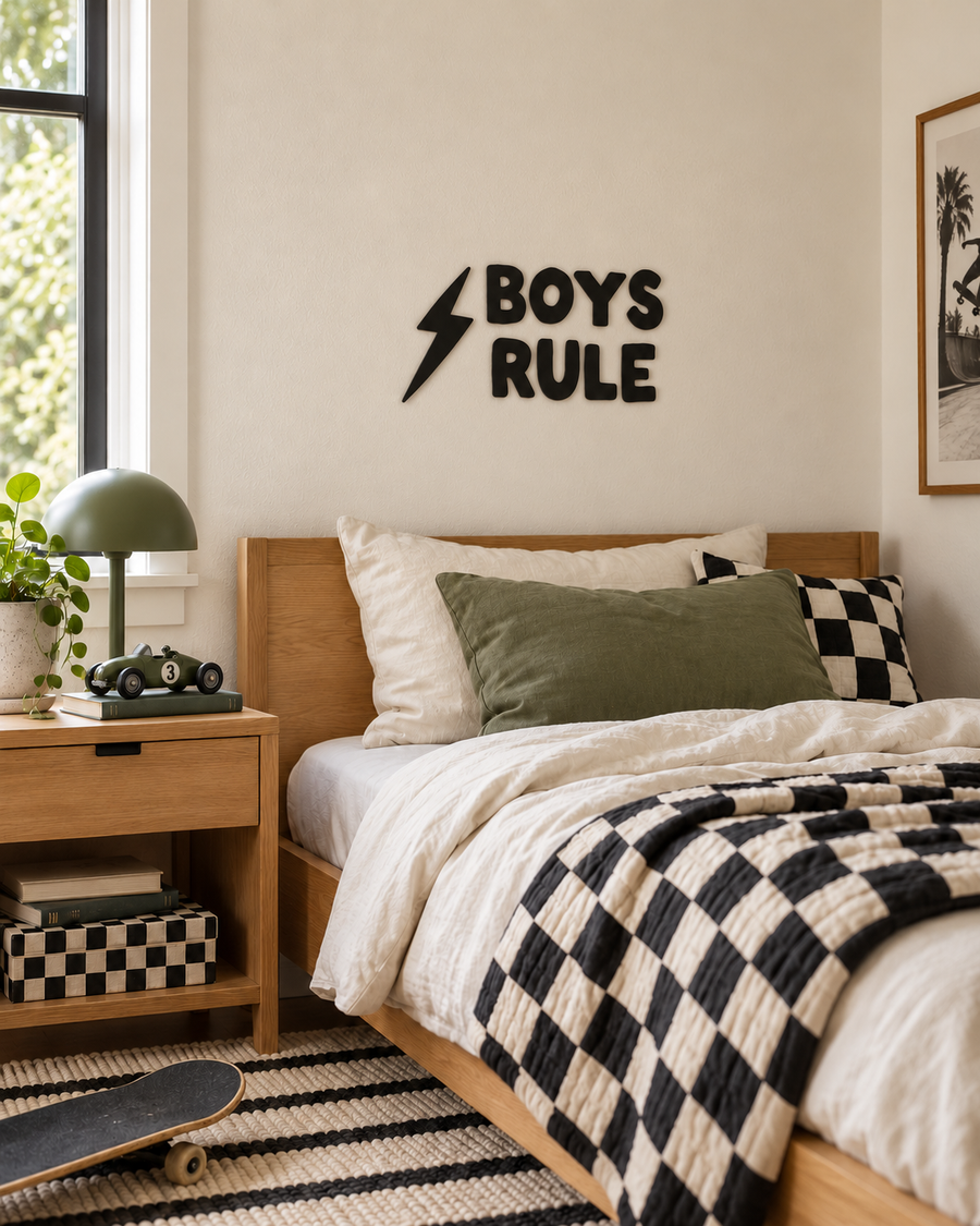 Boys Rule - Lightning Bolt Sign Saved by Grace Co.