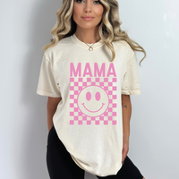 Mama - Pink Checkered Tee