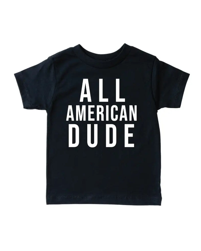 All American Dude- Black Tee Saved by Grace Co.