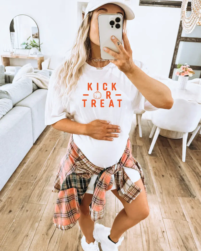 Kick - OR - Treat - Maternity Fall Tee Saved by Grace Co.