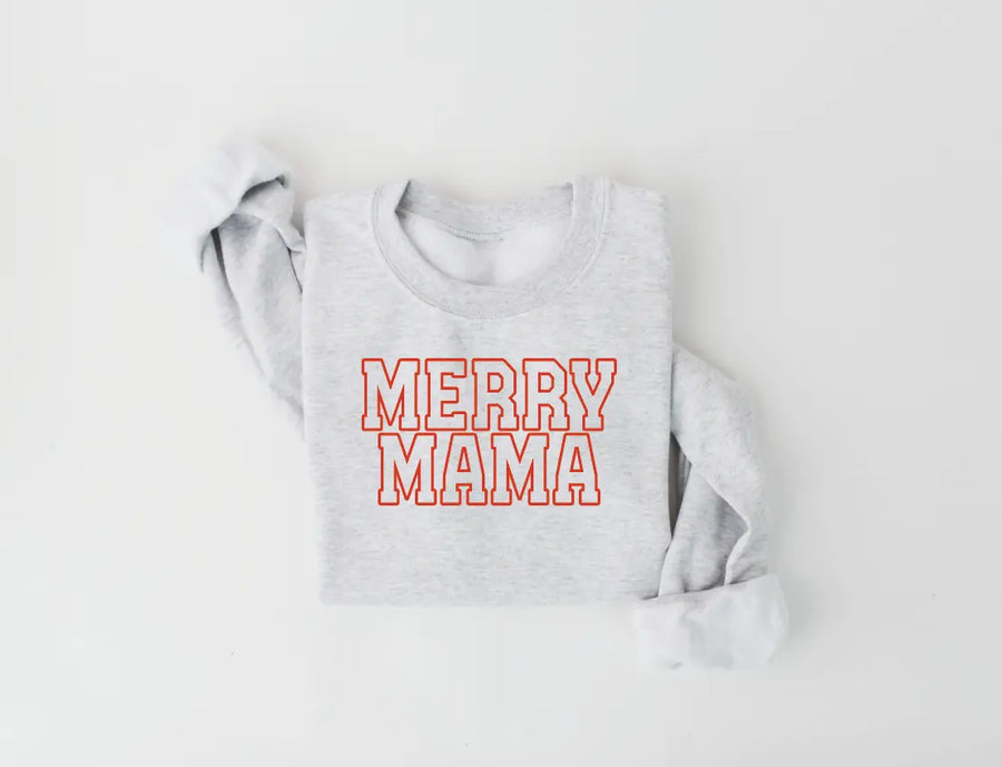 Merry Mama Collegiate Sweatshirt Saved by Grace Co.