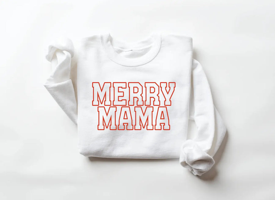 Merry Mama Collegiate Sweatshirt Saved by Grace Co.