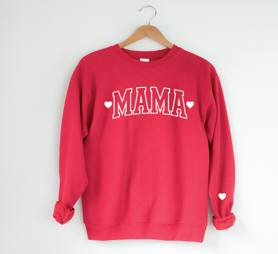 Mama with Hearts Varsity Sweatshirt