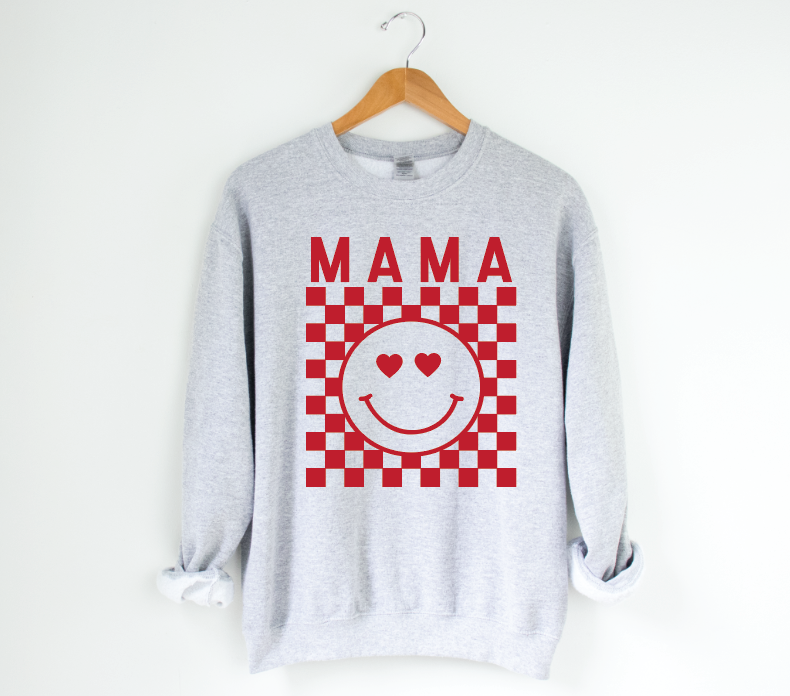 Mama Heart Eye Checkered Sweatshirt