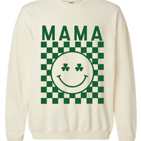 Mama Checkered St. Patrick's Day Pullover