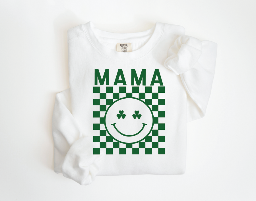 Mama Checkered St. Patrick's Day Pullover