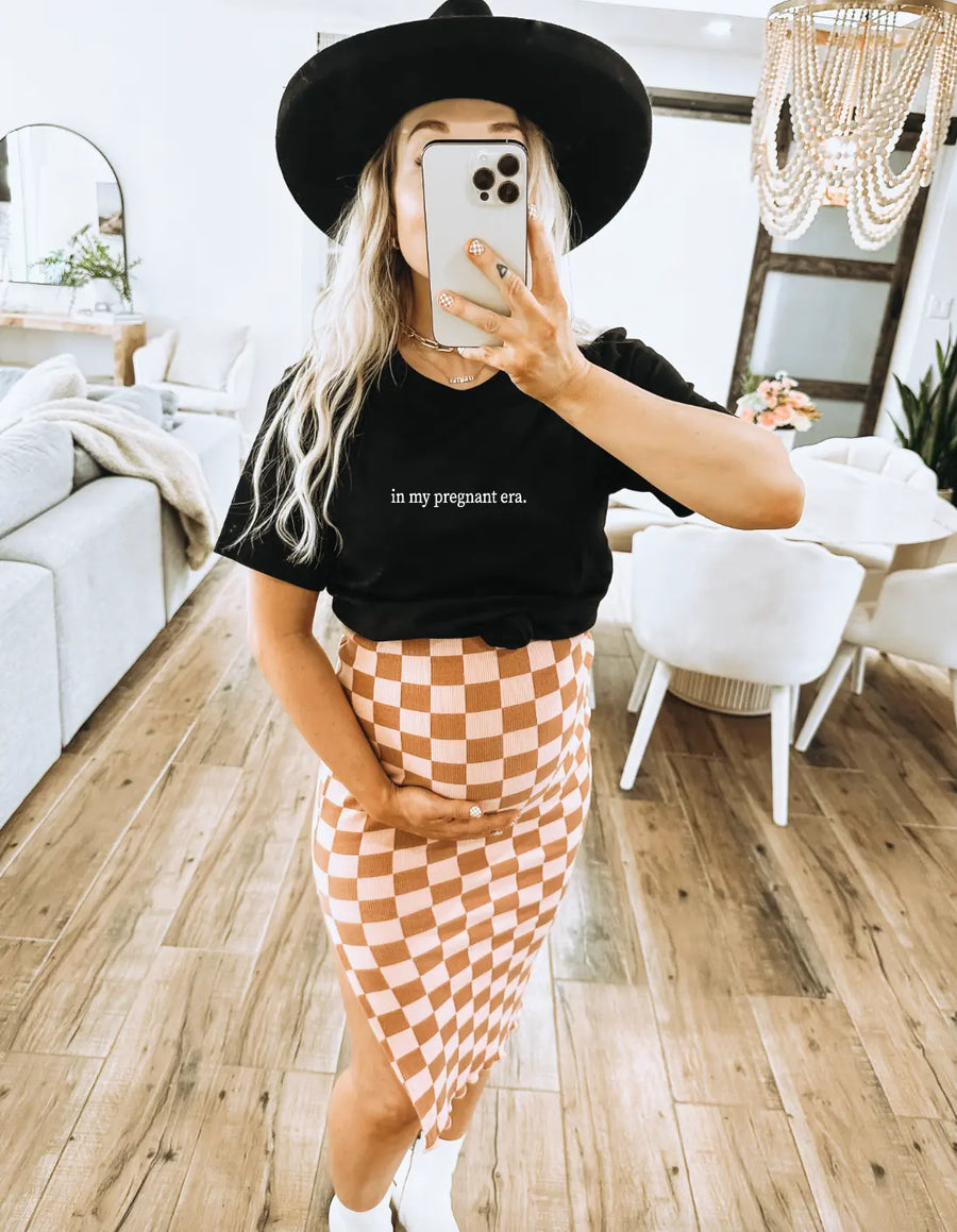 In my pregnant era minimal tee Saved by Grace Co.