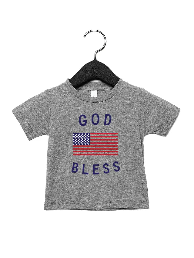 Classic God Bless the USA 4th of July Kids Graphic Tee Saved by Grace Co.