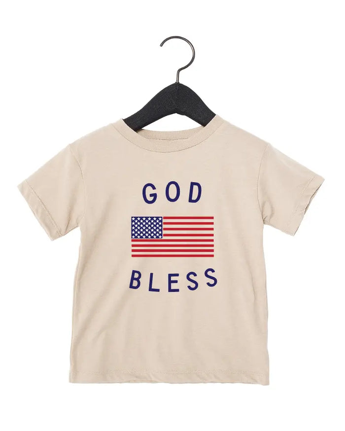 Classic God Bless the USA 4th of July Kids Graphic Tee Saved by Grace Co.