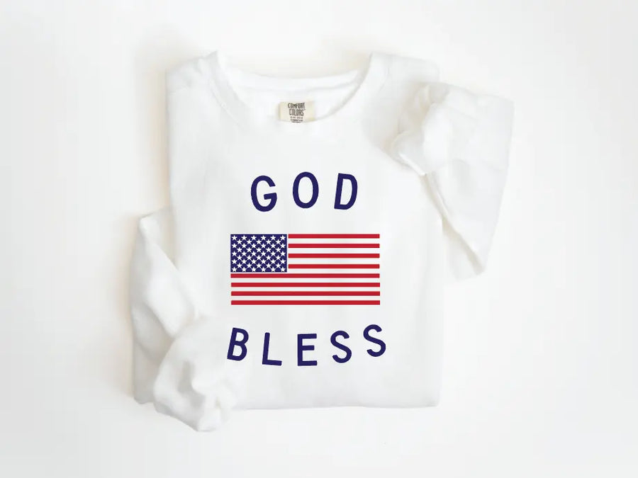 God Bless America Unisex Lightweight Classic Pullover Saved by Grace Co.