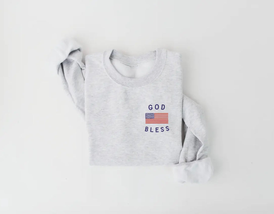 God Bless America Unisex Pocket Style Pullover Saved by Grace Co.