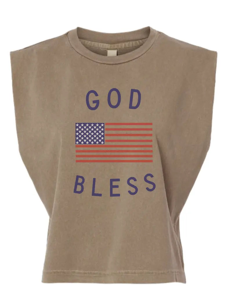 God Bless America Vintage Faded Muscle Tank Saved by Grace Co.