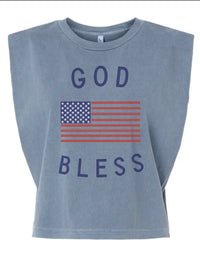 God Bless America Vintage Faded Muscle Tank Saved by Grace Co.