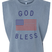 God Bless America Vintage Faded Muscle Tank