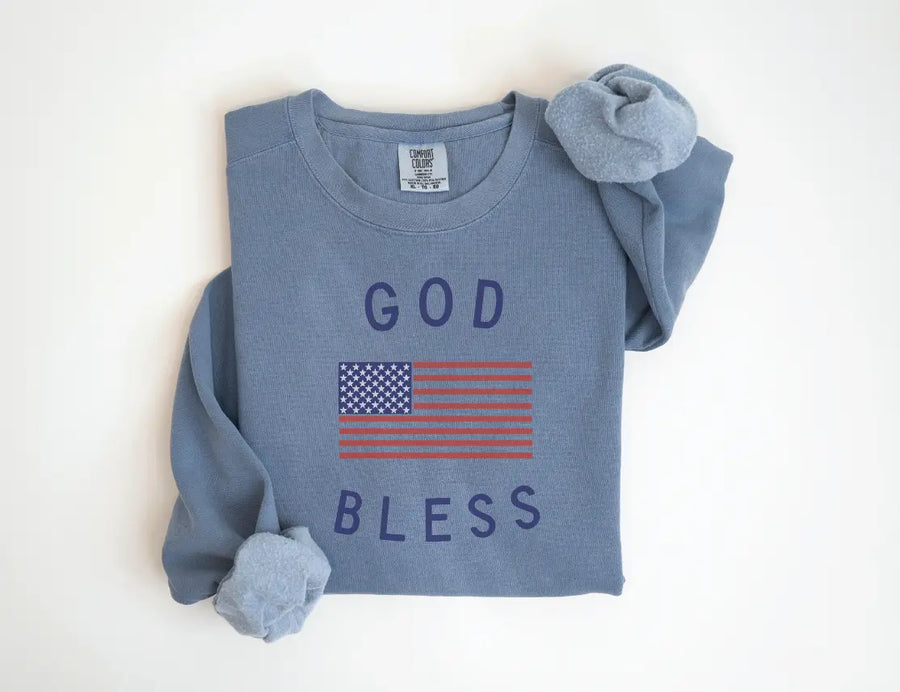 God Bless America Unisex Lightweight Classic Pullover Saved by Grace Co.