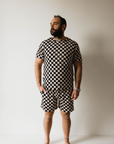 Men's Bamboo Short Pajama | Black Checkerboard