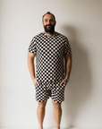 Men's Bamboo Short Pajama | Black Checkerboard