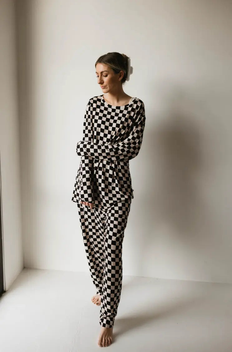 Men's Bamboo Pajama | Black Checkerboard forever french baby