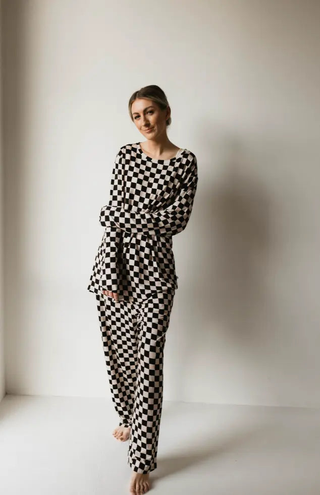 Men's Bamboo Pajama | Black Checkerboard forever french baby