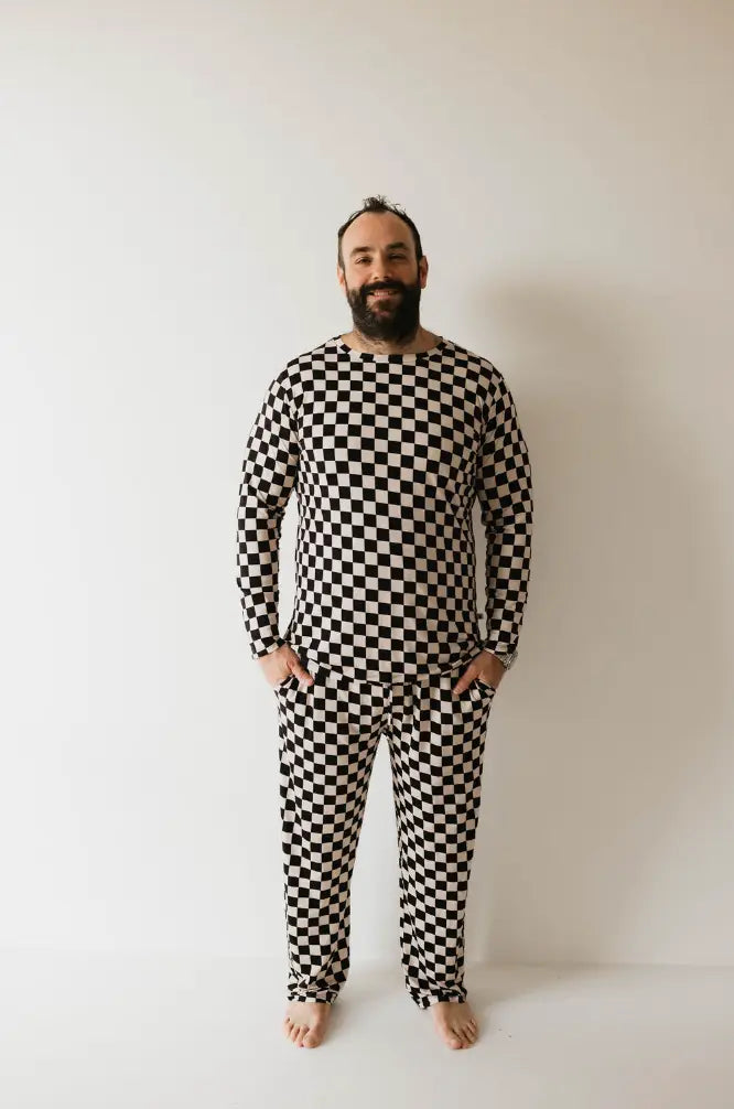 Men's Bamboo Pajama | Black Checkerboard forever french baby
