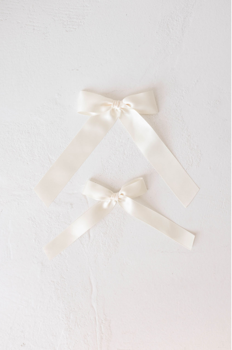 Hair Bow Clip | Satin forever french baby